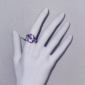 PIANEGONDA .925 silver amethyst rectangle statement cocktail designer ring 7